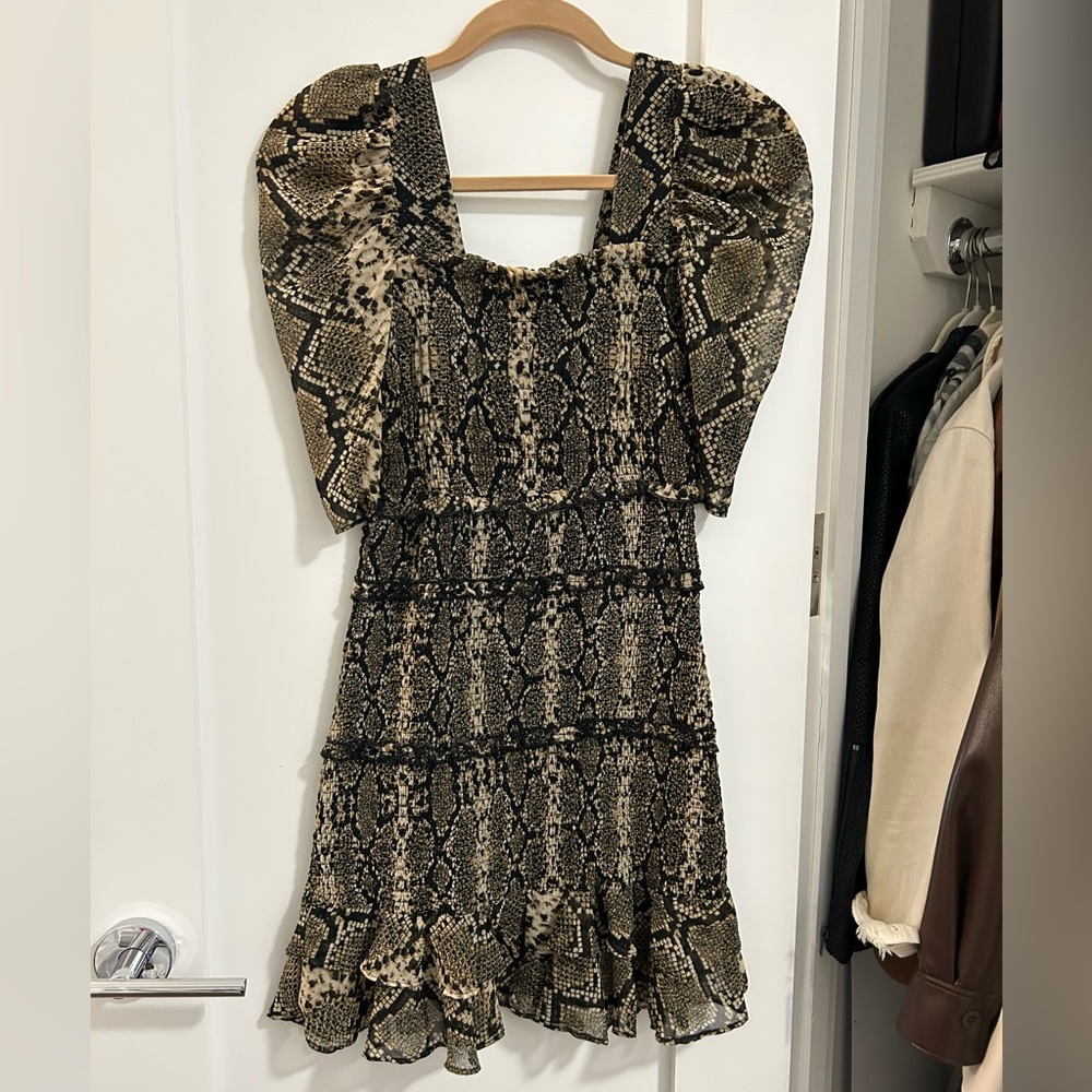 Olivaceous Smocked Mini Dress